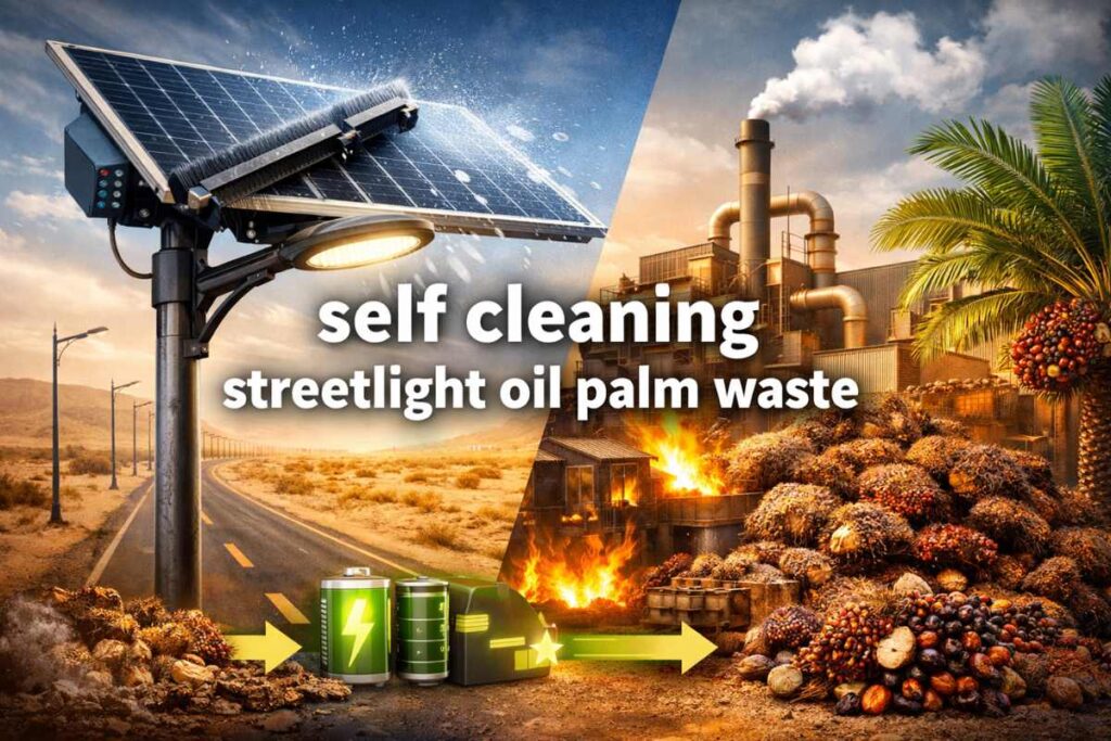 self cleaning streetlight oil palm waste
